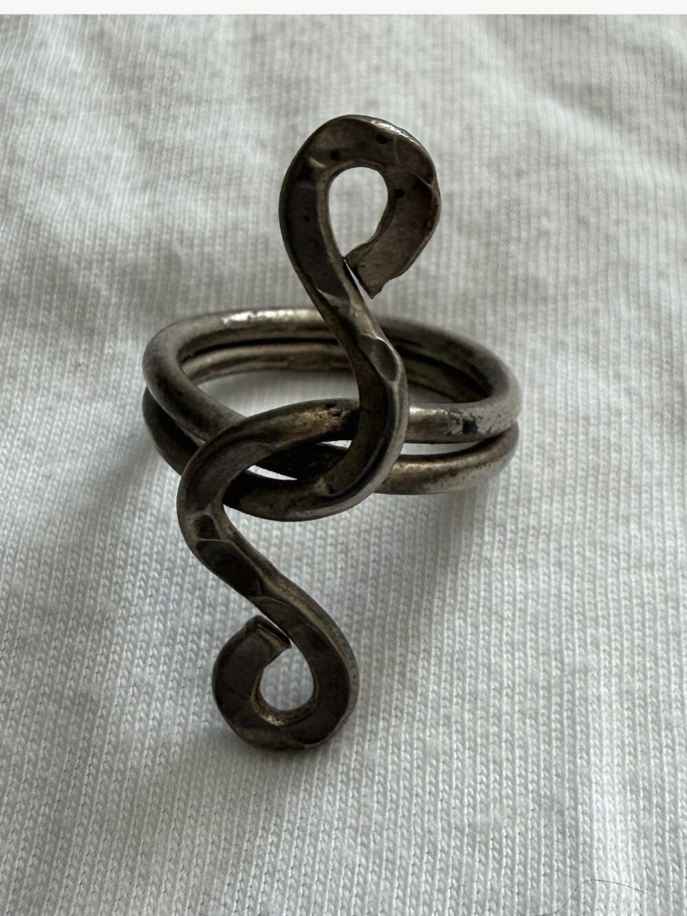 Antiqued Silver Tone Treble Clef Music Statement Ring